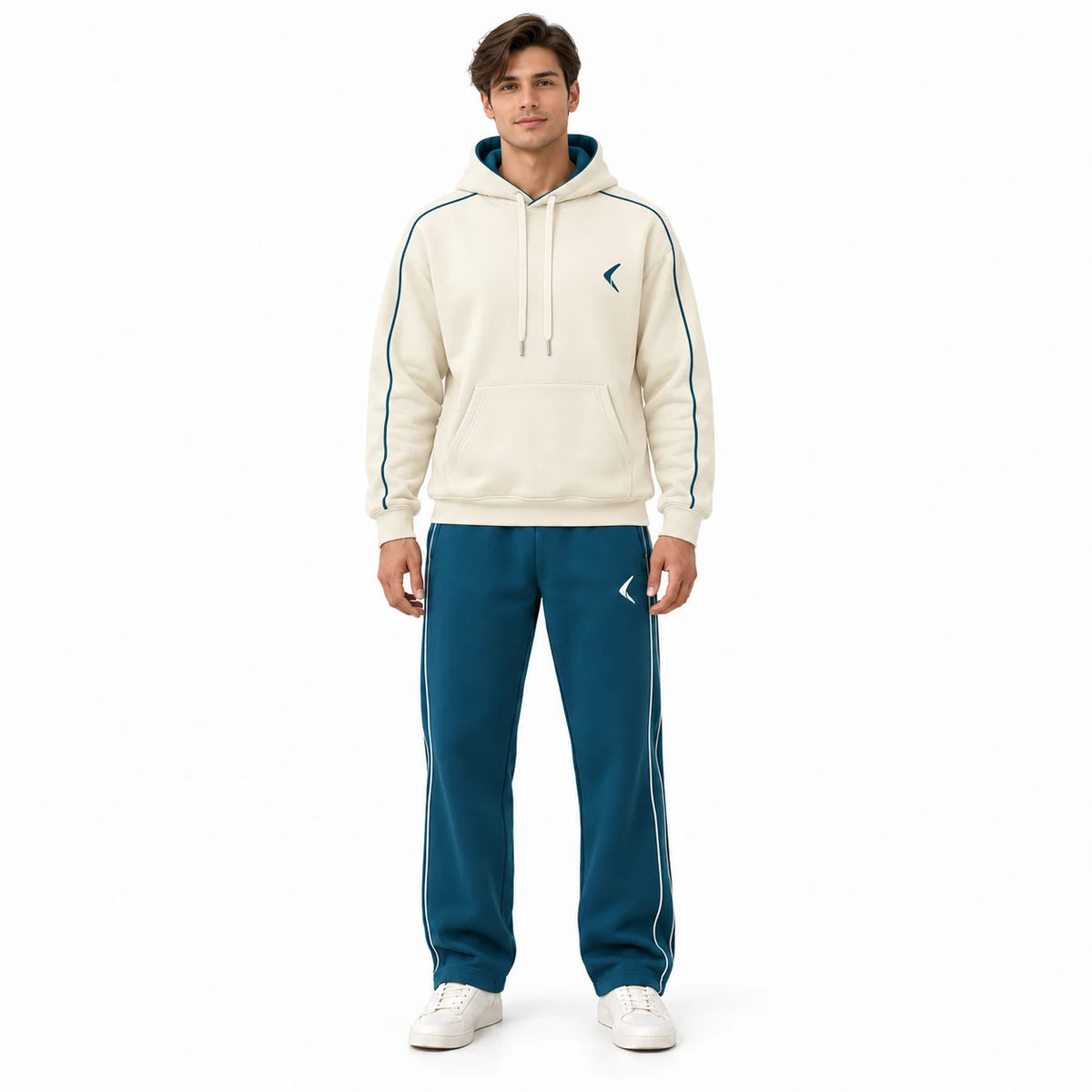 Men's Everyday Activewear Set - Sand Cream & Teal - View 5